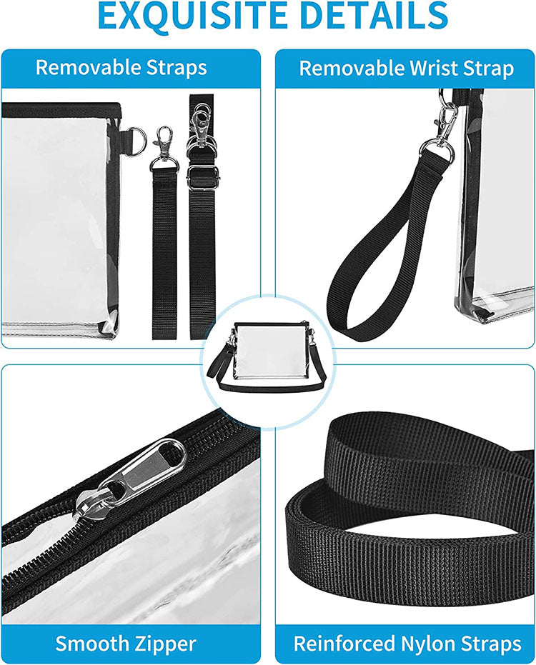 Unisex Clear Crossbody Purse Bag Stadium Approved Bag for Work Concert Sport