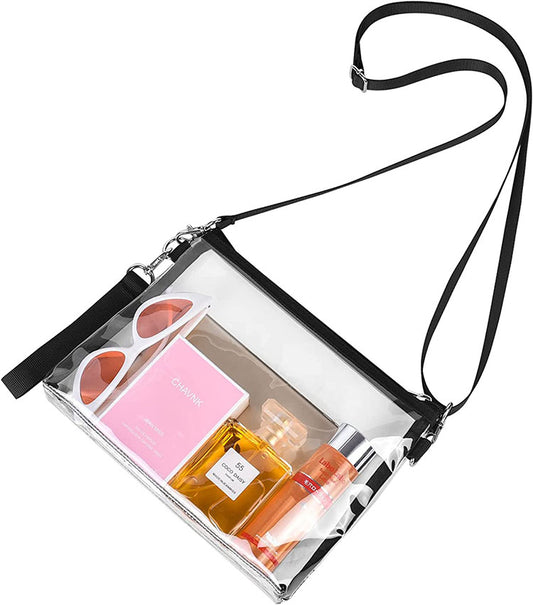 Unisex Clear Crossbody Purse Bag Stadium Approved Bag for Work Concert Sport