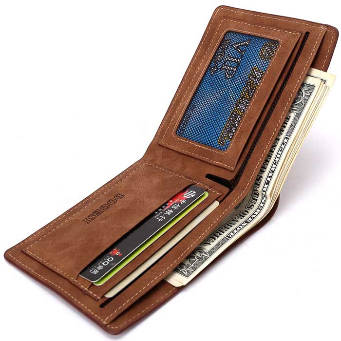 Men's Soft Leather Bifold Credit ID Card Holder Slim Thin Wallet Brown