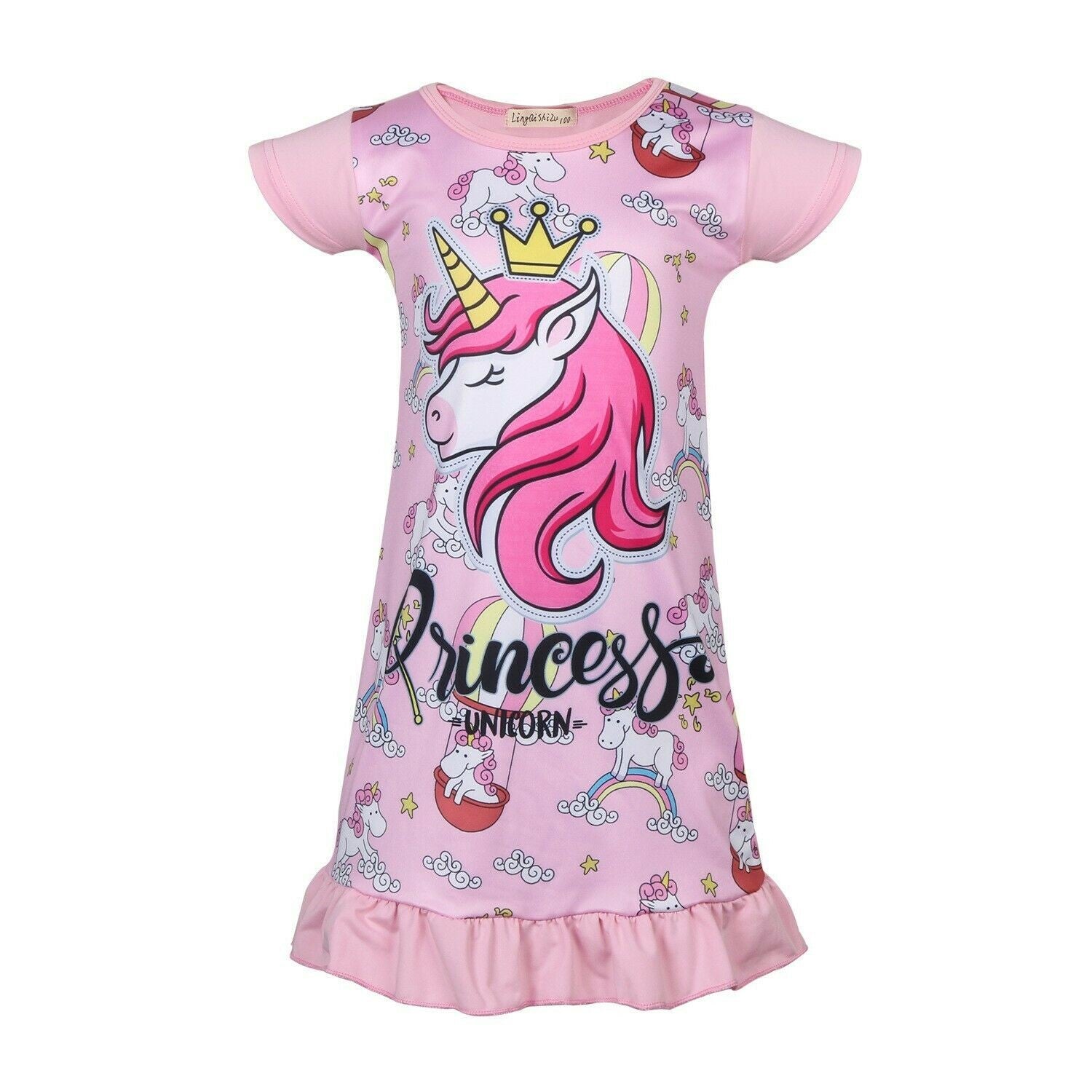 Toddler Girls Rainbow Nightshirt Nightie Princess Dresses Unicorn Prin –  Ulabiz